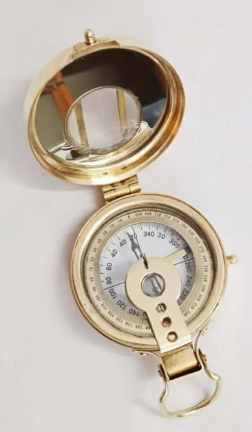 Maritime treasures Vintage Brass Pocket Compass – Antique Style Magnetic Navigation Compass for Hiking, Camping, Survival, Travel & Nautical Collectors