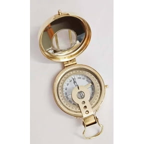 Maritime treasures Vintage Brass Pocket Compass Antique Style Magnetic Navigation Compass for Hiking, Camping, Survival, Travel & Nautical Collectors