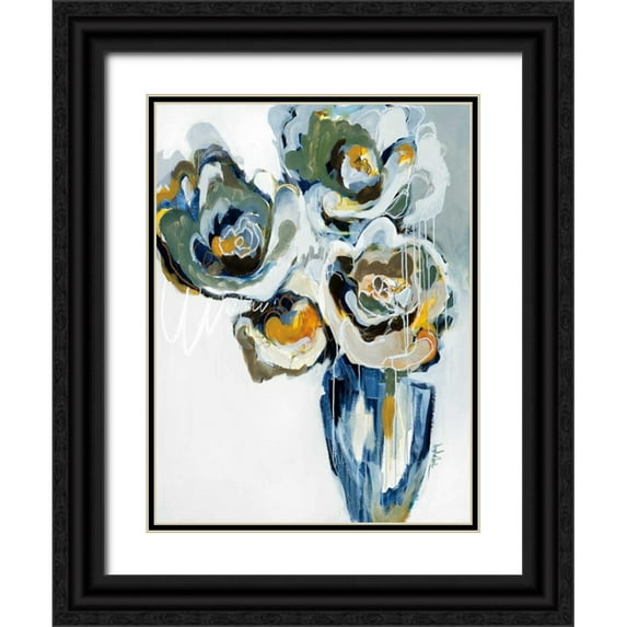 Maritz, Angela 12x14 Black Ornate Wood Framed with Double Matting Museum Art Print Titled - Blooms of Earl Gray