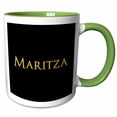 thumbnail image 1 of 3drose, Maritza Popular Baby Girl Name in the Usa. Yellow on Black Charm, 11oz Two-tone Green Mug, 1 of 6