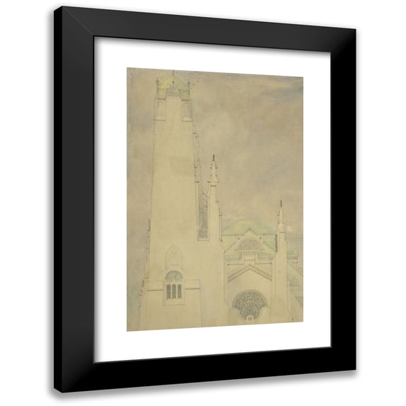 Marius Bauer 13x18 Black Modern Framed Museum Art Print Titled - Design for a Church (1877 - 1932)
