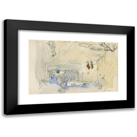 Marius Bauer 14x11 Black Modern Framed Museum Art Print Titled - Street with Figures in Bishkra (1922)