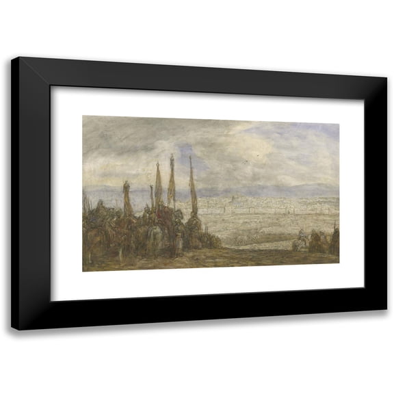 Marius Bauer 24x16 Black Modern Framed Museum Art Print Titled - Turkish Army for Jerusalem (C. 1877 - C. 1932)