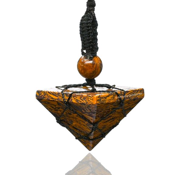 Mariyam Jasper Crystal Pyramid Macrame Necklace, Unique Women Men Pendant