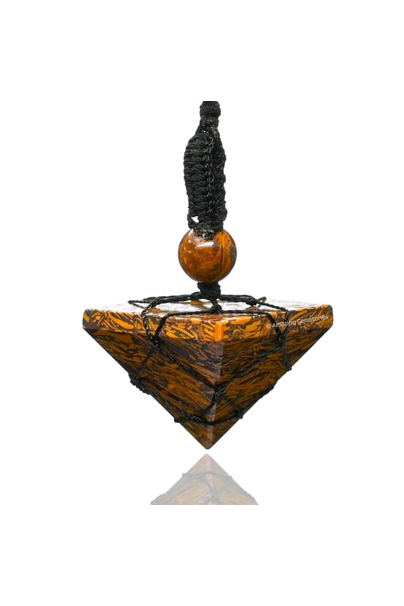 Mariyam Jasper Crystal Pyramid Macrame Necklace, Unique Women Men Pendant