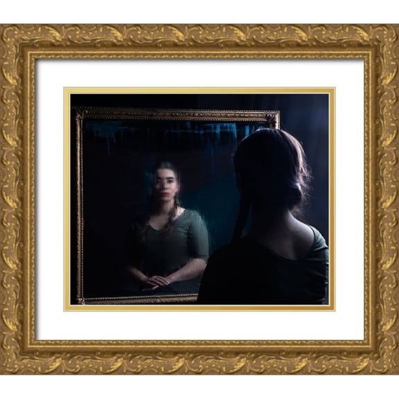Marjanmashhadi 24x20 Gold Ornate Wood Framed with Double Matting Museum Art Print Titled - Mirror