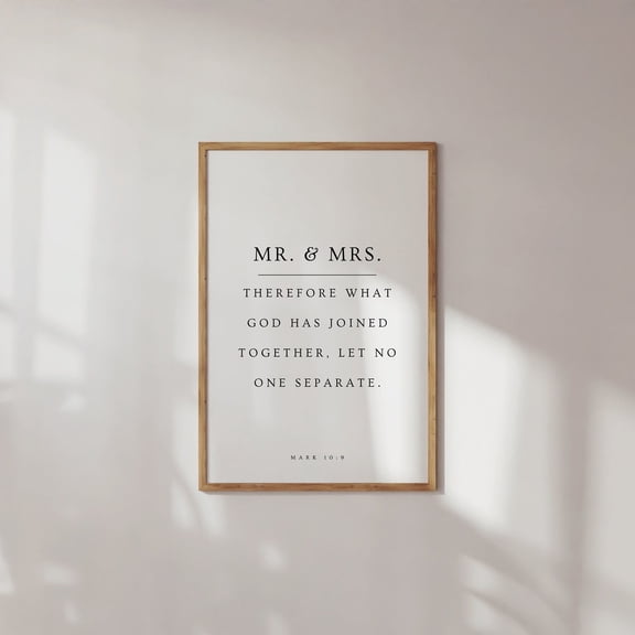 Mark 10:9 What God Has Joined Together Let No Man Separate Christian Wedding Print Art Bible Verse Unframed Paper Print