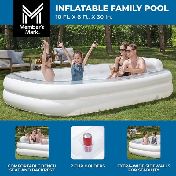 Mark 10ft Long Inflatable Family Pool With Cup Holders