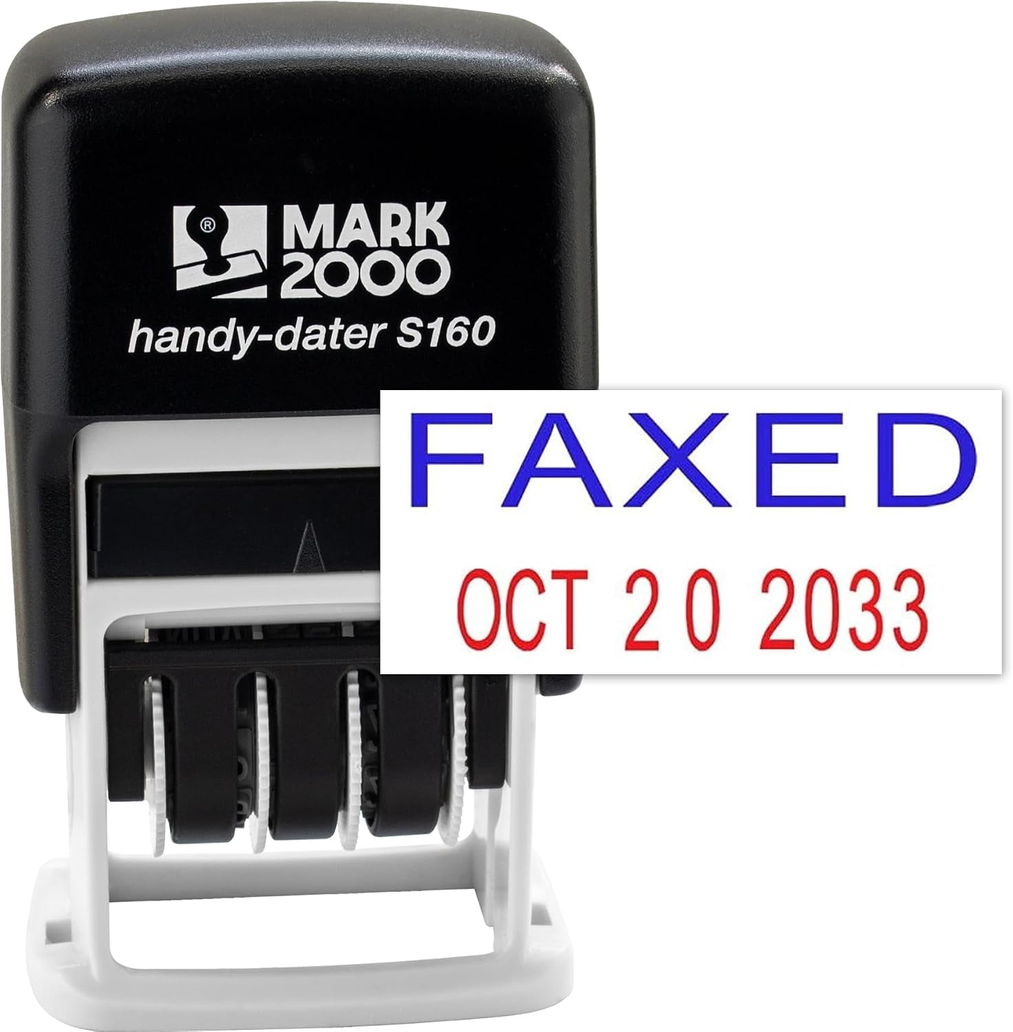 Red Ink Mark 2000 Self-Inking Rubber Date Office Stamp with Faxed Phrase Blue ...