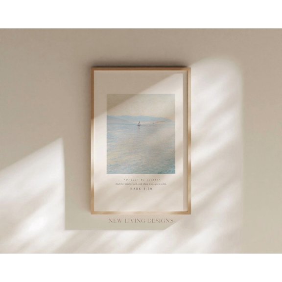 Mark 4 39 Peace Be Still Sea Modern Scripture Decor Bible Verse Christian Faith
