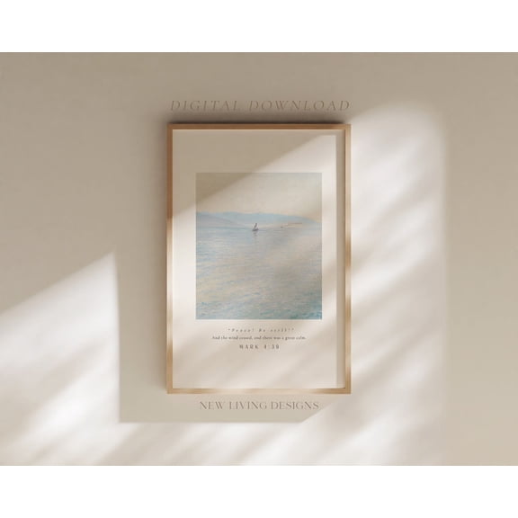 Mark 4 39 Peace Be Still Sea Modern Scripture Decor Bible Verse Faith Decor