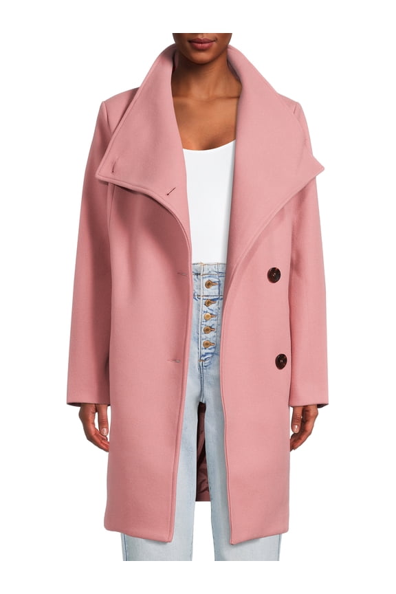 Long Sleeve Relaxed Fit Solid Print Outerwear Coat (Women's) 1 Pack