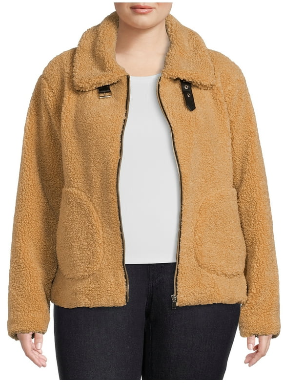 Women's Plus Faux Sherpa Zip Jacket