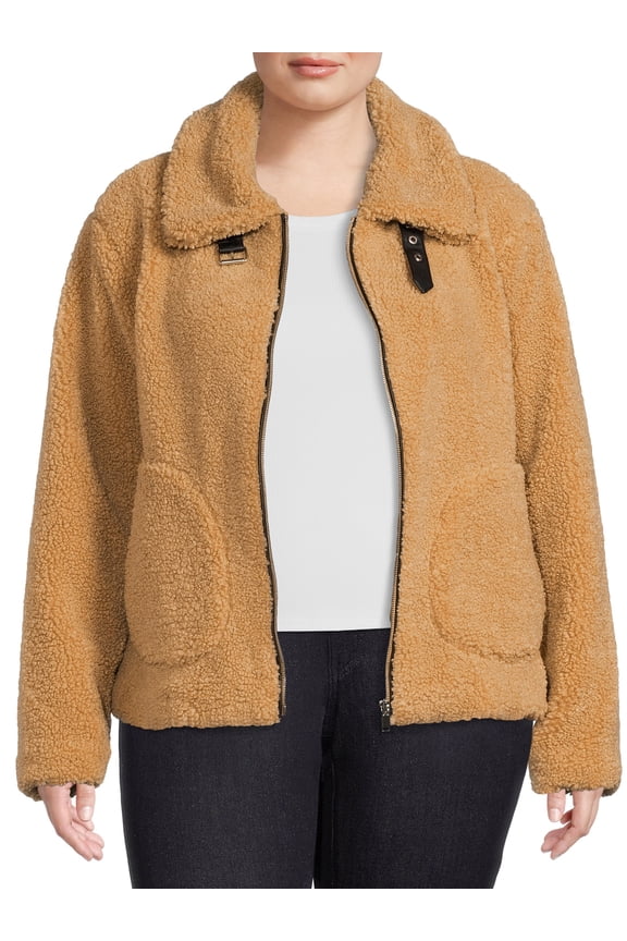 Women's Plus Faux Sherpa Zip Jacket