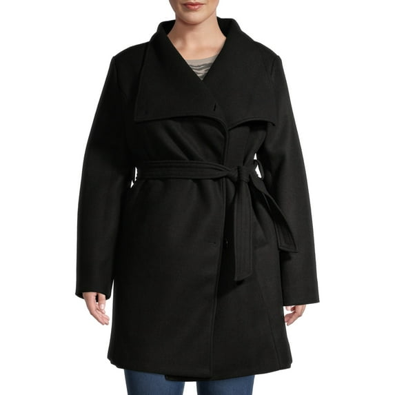 Mark Alan Women's Plus Size Asymmetrical Belted Wrap Coat