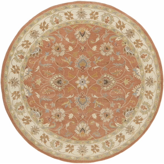 Mark&Day Wool Rugs, 10ft Round Paris Traditional Burnt Orange Area Rug, Orange Beige Carpet for Living Room, Bedroom or Kitchen (9'9" Round)