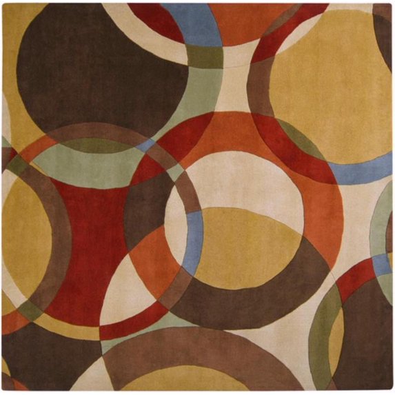 Mark&Day Wool Rugs, 10x10 Besancon Modern Tan Square Area Rug, Brown Red Carpet for Living Room, Bedroom or Kitchen (9'9" Square)