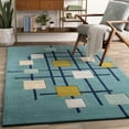 thumbnail image 1 of Mark&Day Wool Rugs, 10x10 Charlo Modern Teal Square Area Rug, Blue Beige Grey Carpet for Living Room, Bedroom or Kitchen (9'9" Square), 1 of 6