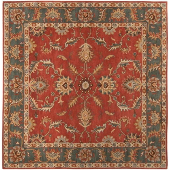 Mark&Day Wool Rugs, 10x10 Daysland Traditional Rust Square Area Rug, Red Blue Beige Carpet for Living Room, Bedroom or Kitchen (9'9" Square)