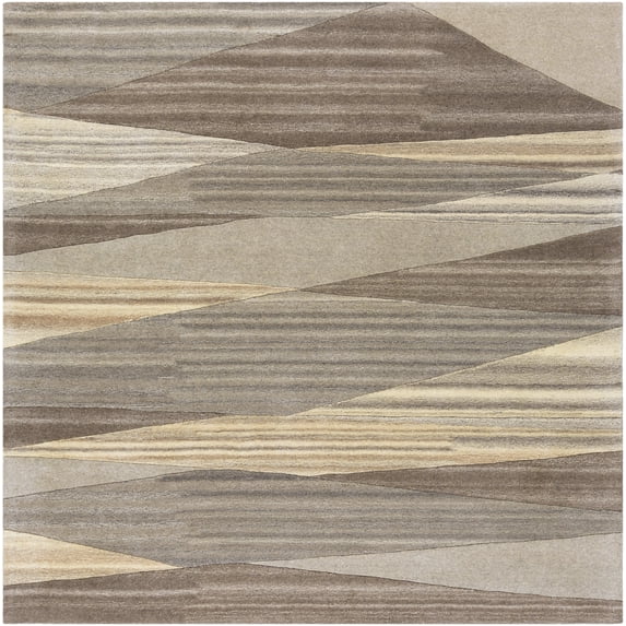 Mark&Day Wool Rugs, 9x9 Mulhouse Modern Dark Brown Square Area Rug, Charcoal Taupe Tan Carpet for Living Room, Bedroom or Kitchen (9'9" Square)