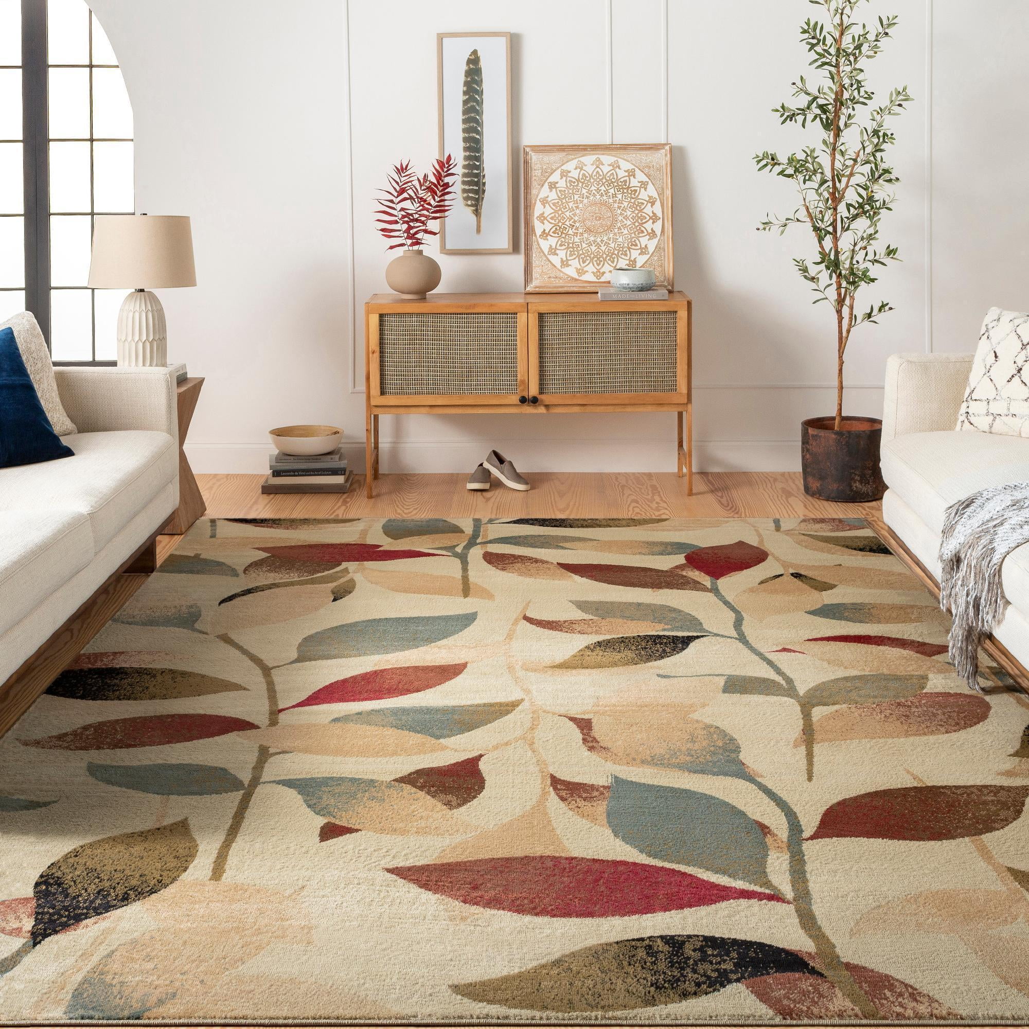 Mark&Day Area Rugs, 10x13 Nolan Modern Dark Red Area Rug, Green Brown ...