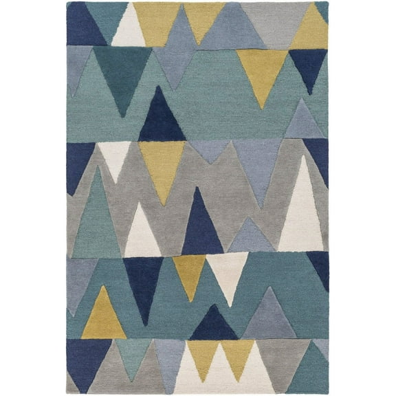 Mark&Day Wool Rugs, 10x14 Begles Modern Navy Area Rug, Blue Tan Grey Carpet for Living Room, Bedroom or Kitchen (10' x 14')