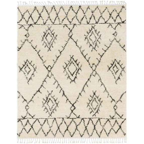 Mark&Day Area Rugs, 10x14 Lille Global Shag Beige Area Rug, White Beige Carpet for Living Room, Bedroom or Kitchen (10' x 13'11")