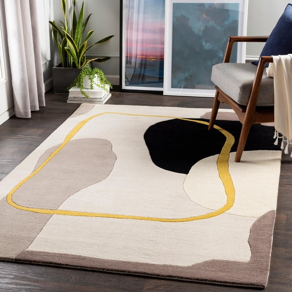 Mark&Day Wool Rugs, 12x15 Santfort Modern Cream Area Rug, Mustard Light Gray Ivory Carpet for Living Room, Bedroom or Kitchen (12' x 15')