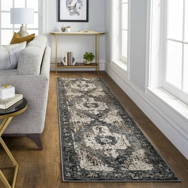 Mark&Day Area Rugs, 2x10 Bowen Traditional Charcoal Runner Area Rug (2'7" x 10')