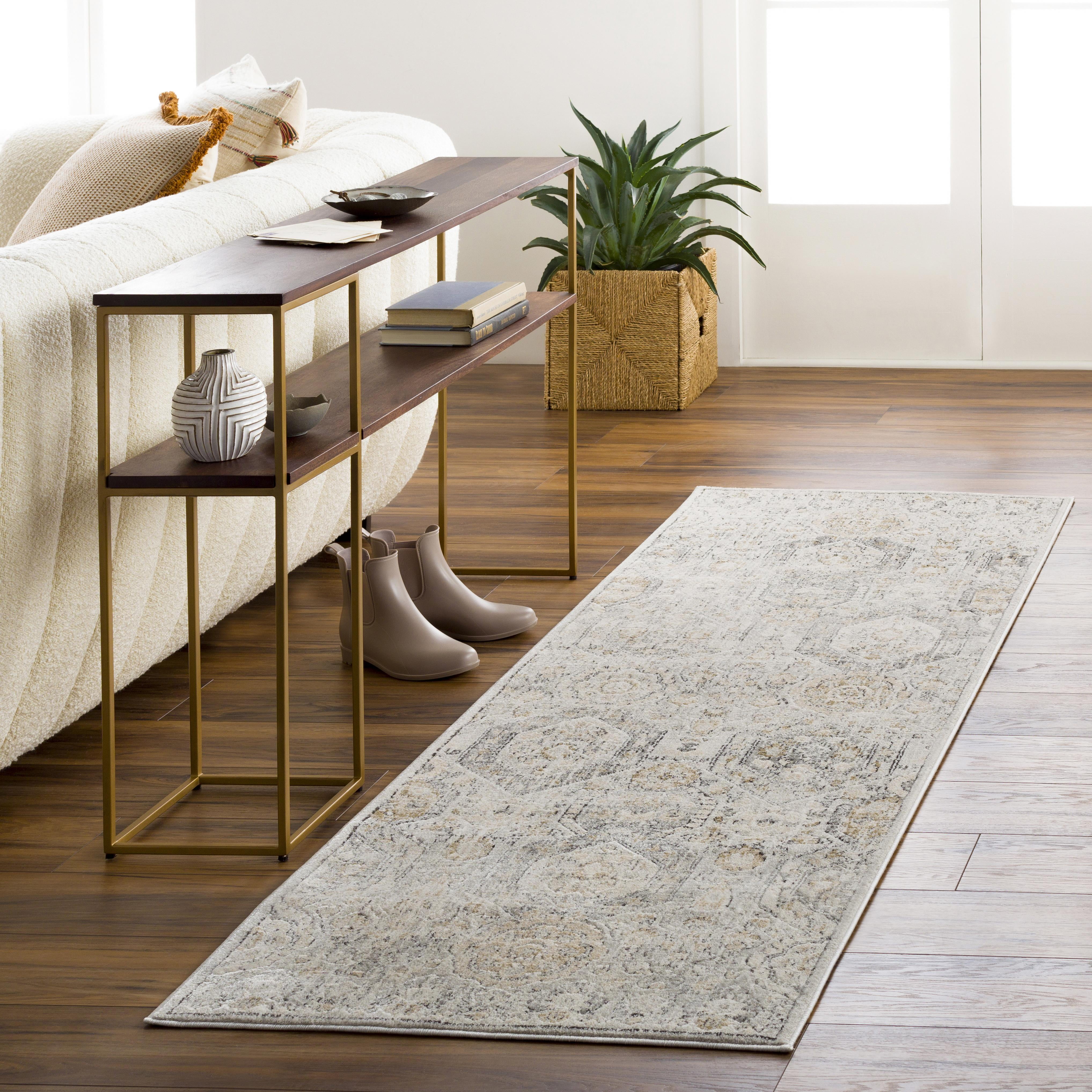 Geelbroek Ivory and Tan Hand-knotted Synthetic Area Rug