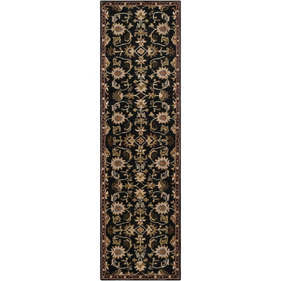 Mark&Day Wool Rugs, 2x14 Maubeuge Traditional Ink Blue Runner Area Rug, Grey Blue Brown Carpet for Hallway, Kitchen, Bedroom or Living Room (2'3" x 14' Runner)