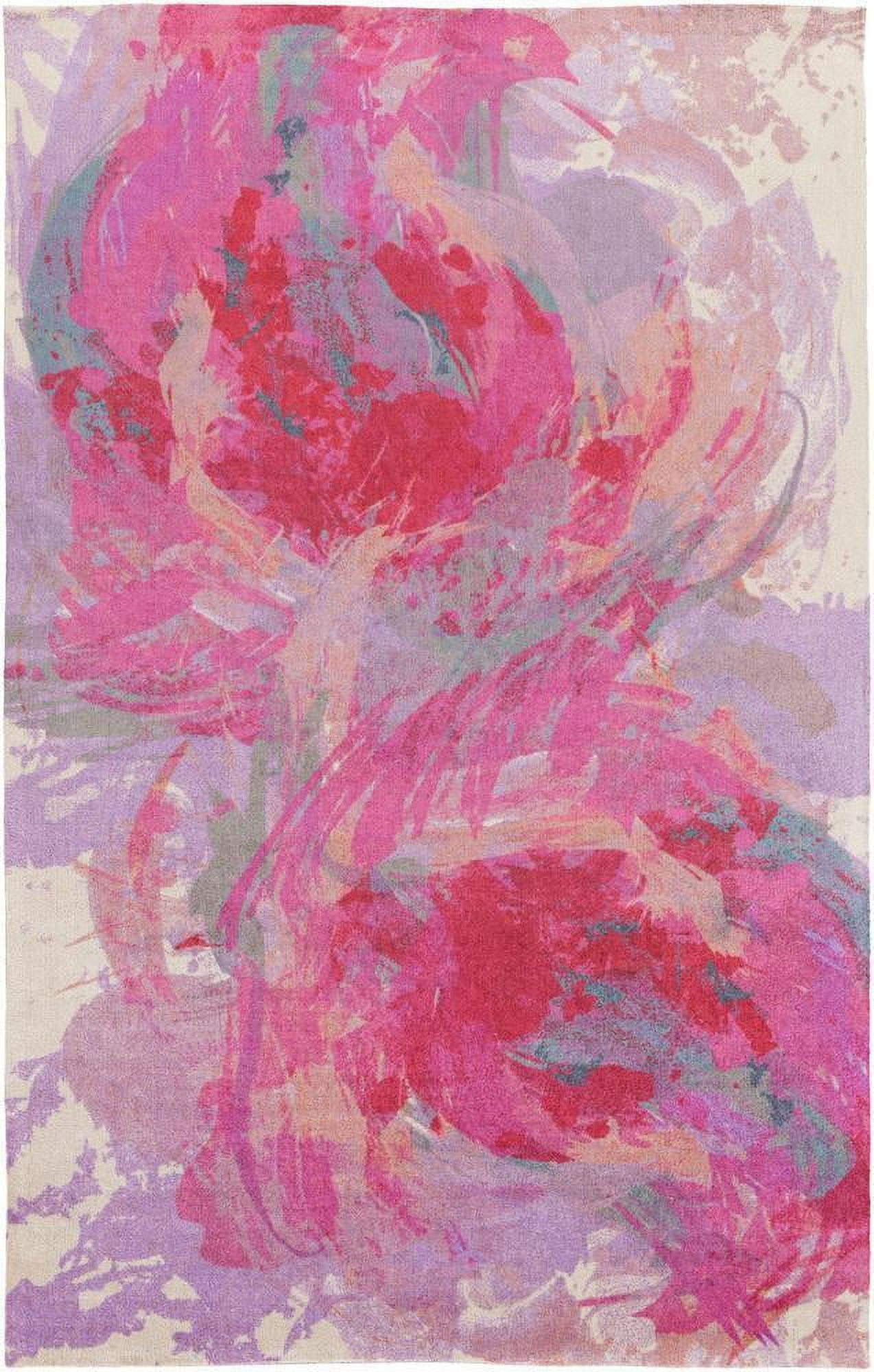 Arles 2' x 3' Bright Pink and Purple Synthetic Fur Area Rug