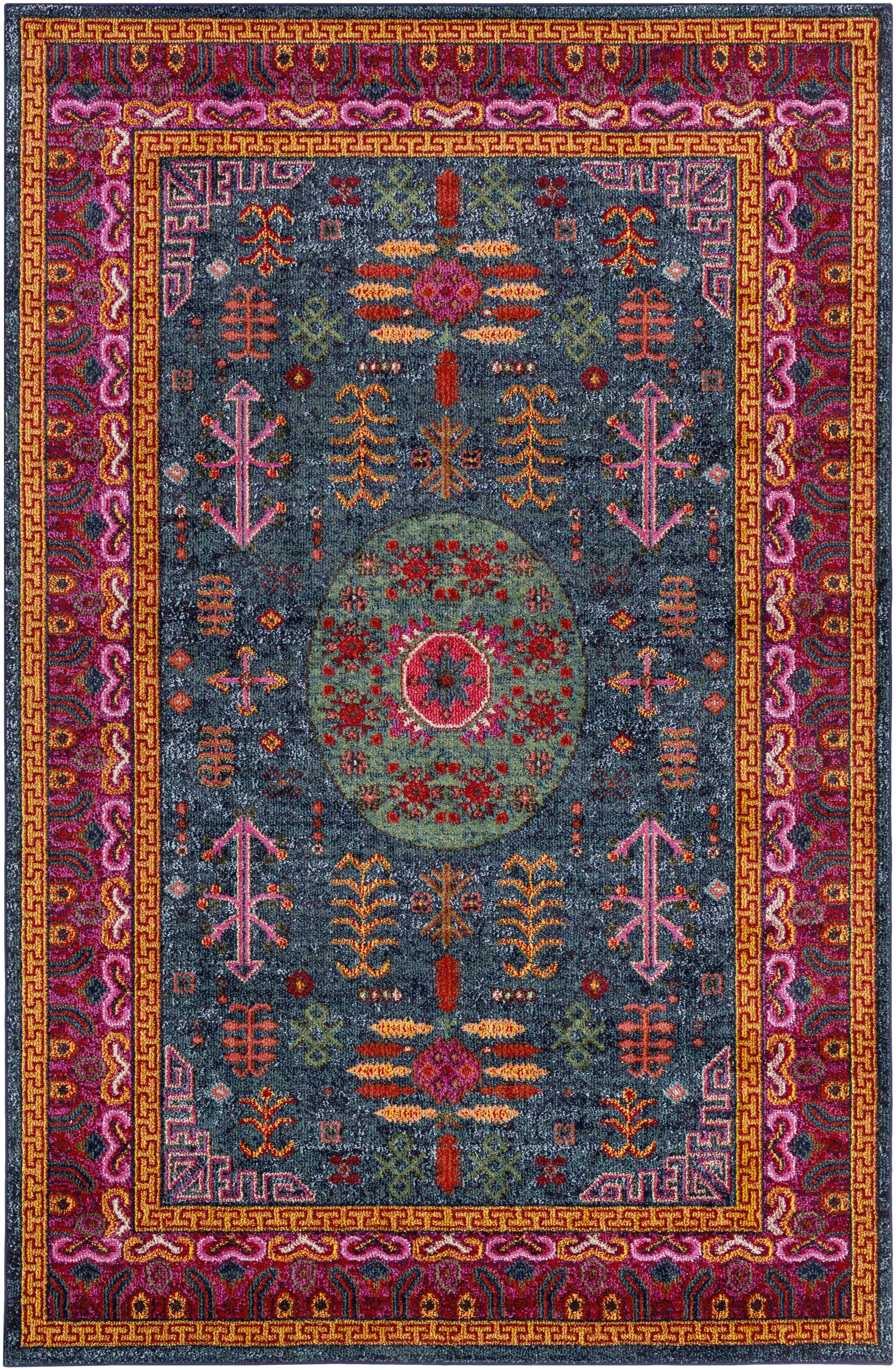 Anika Blue Rectangular Synthetic Easy Care Area Rug 2' x 3'