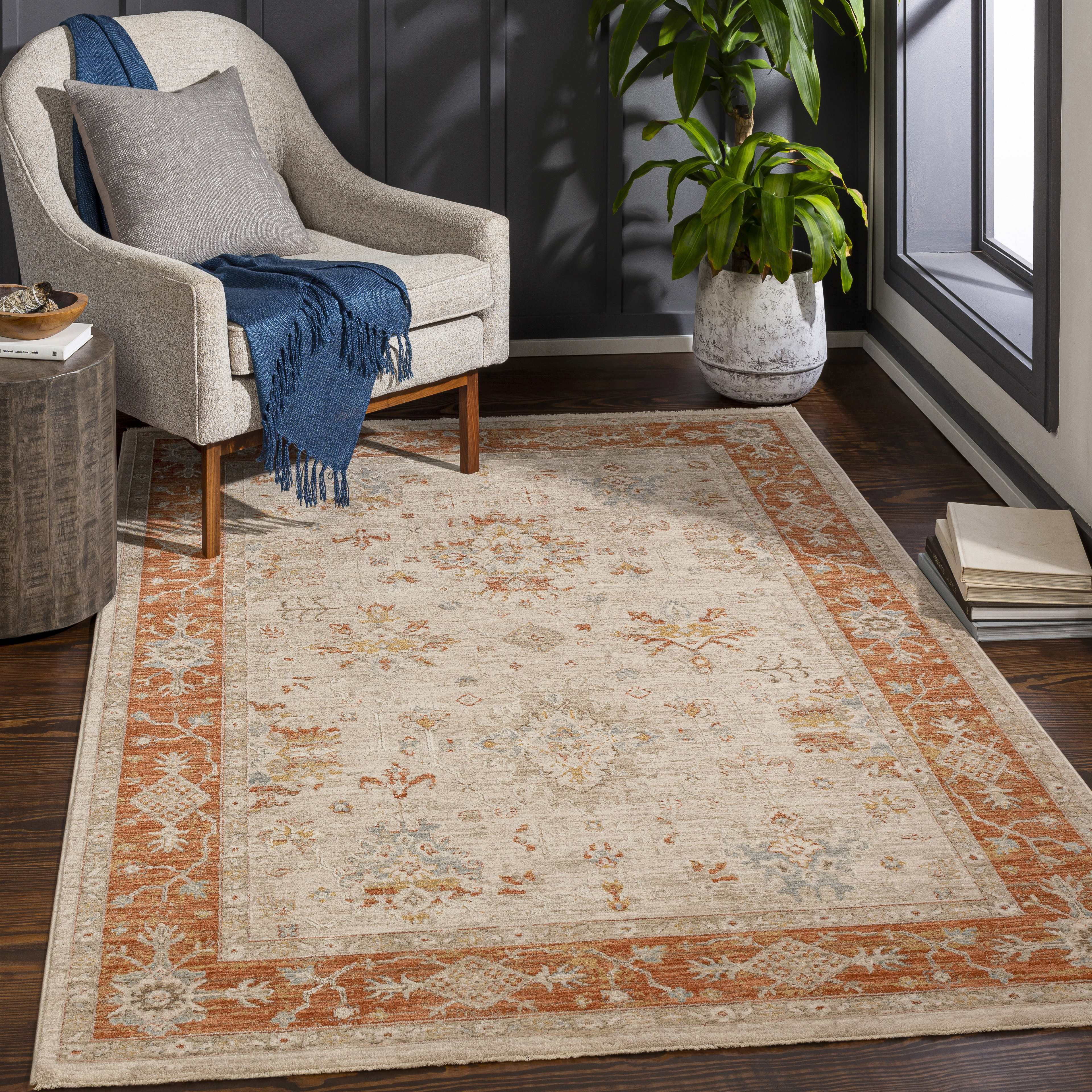 Scorched Rug Mark&Day Area Rugs, 2x3 Cherry Valley Traditional Burnt Orange Area Rug ...