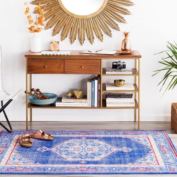 Mark&Day Wool Rugs, 2x3 Chieti Traditional Dark Blue Area Rug, Blue Red Cream Carpet for Living Room, Bedroom or Kitchen (2' x 3')