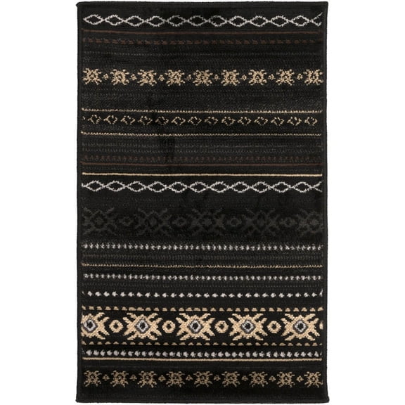 Mark&Day Area Rugs, 2x3 Creston Rustic Black Area Rug, Black Beige Carpet for Living Room, Bedroom or Kitchen (1'10" x 2'11")