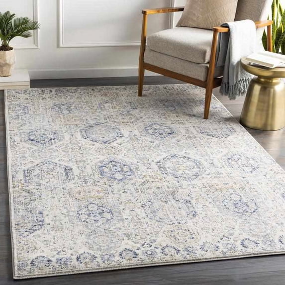 Mark&Day Area Rugs, 2x3 Geelbroek Traditional Bright Blue Area Rug, Navy Grey Beige Carpet for Living Room, Bedroom or Kitchen (2' x 2'11")
