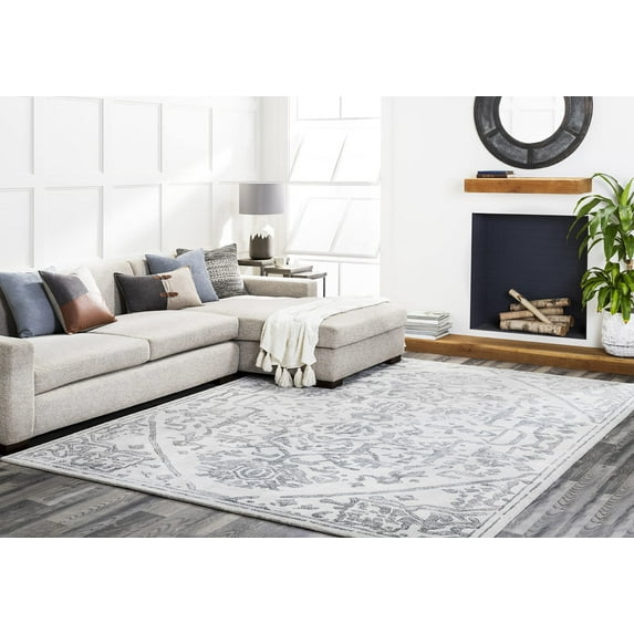 Mark&Day Area Rugs, 2x3 Lamperen Traditional Charcoal Area Rug, Grey White Carpet for Living Room, Bedroom or Kitchen (2' x 3')