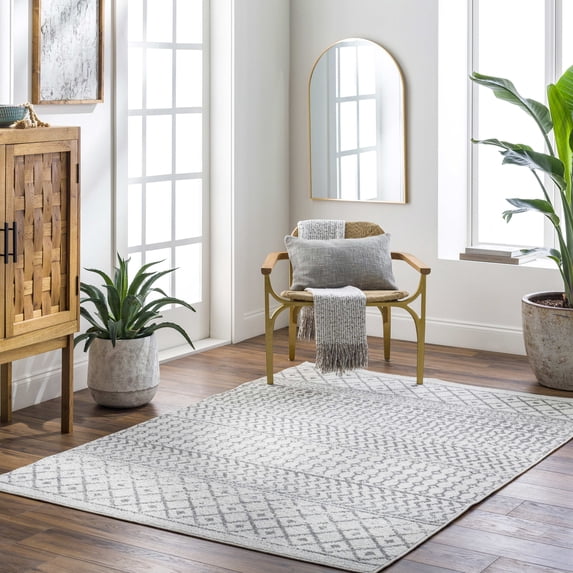 Mark&Day Area Rugs, 2x3 Louise Global Gray Area Rug, Cream Charcoal Slate Carpet for Living Room, Bedroom or Kitchen (2' x 3')