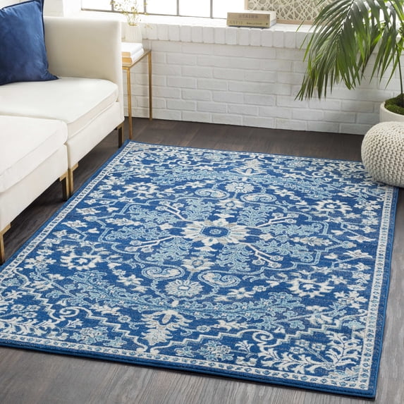 Mark&Day Area Rugs, 2x3 Olivia Traditional Dark Blue Area Rug, Blue Beige Grey Carpet for Living Room, Bedroom or Kitchen (2' x 3')
