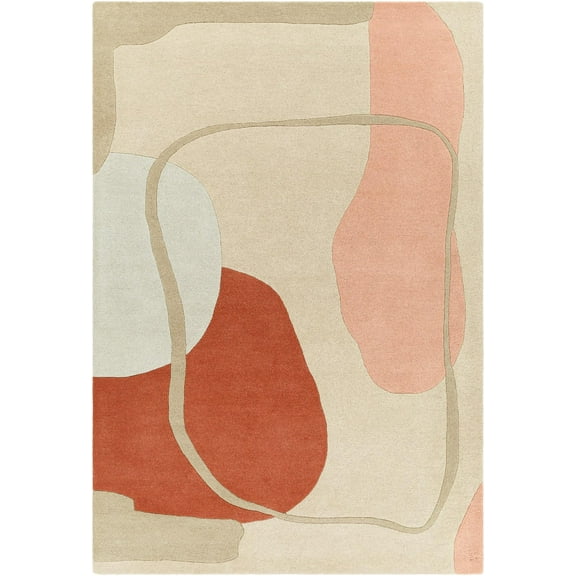 Mark&Day Wool Rugs, 2x3 Owensville Modern Beige Area Rug, Orange Pink Beige Carpet for Living Room, Bedroom or Kitchen (2' x 3')