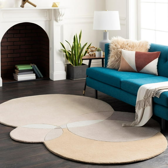 Mark&Day Wool Rugs, 2x3 Quiterie Modern Khaki Area Rug, Beige Cream Grey Carpet for Living Room, Bedroom or Kitchen (2' x 3')