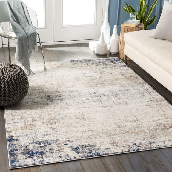 Mark&Day Area Rugs, 2x3 Sherborne Modern Abstract Marble Blue/Ivory Area Rug, Grey Blue Ivory Marble Swirl Carpet for Living Room, Bedroom or Kitchen (2' x 3')