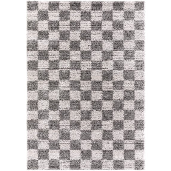 Mark&Day Area Rugs, 2x3 Yaakov Modern Shag Black Checkered Rug, Grey Silver Carpet for Living Room, Bedroom or Kitchen (2' x 2'11")
