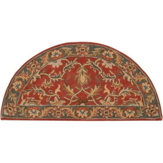 Mark&Day Wool Rugs, 2x4 Daysland Traditional Rust Hearth Area Rug, Red Blue Beige Carpet for Fireplace, Entryway, Bedroom or Living Room (2' x 4' Hearth)