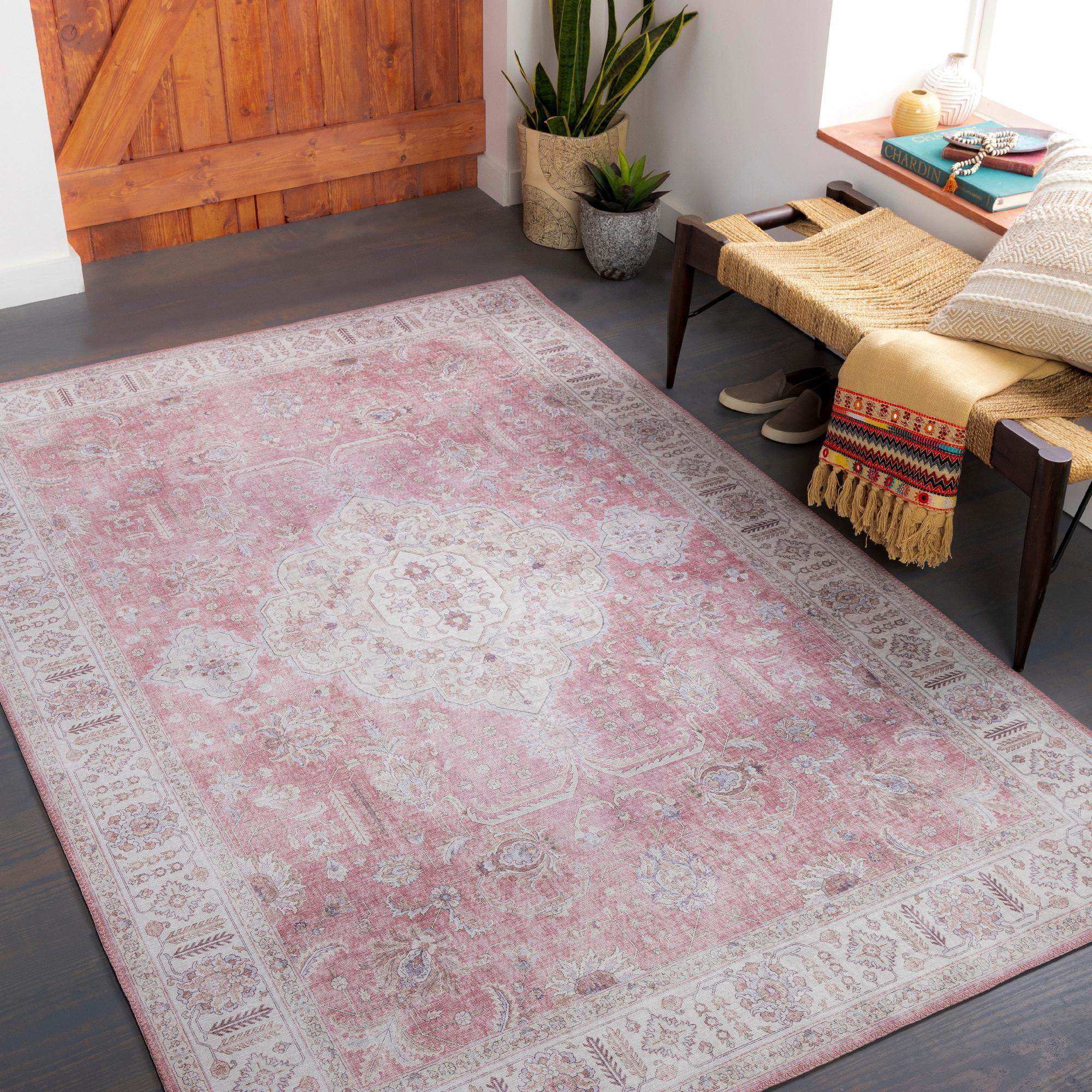 Loeswijk Pale Pink Hand-knotted Synthetic Area Rug 2'3" x 3'9"