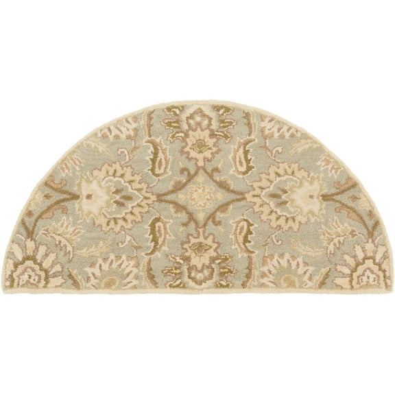 Mark&Day Wool Rugs, 2x4 Lyon Traditional Sage Hearth Area Rug, Grey Green Ivory Carpet for Fireplace, Entryway, Bedroom or Living Room (2' x 4' Hearth)