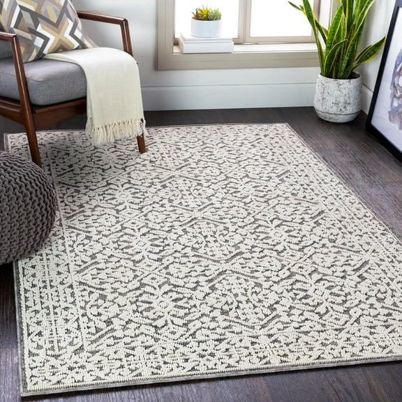 Mark&Day Area Rugs, 2x4 Texel Global Medium Gray Area Rug, White Grey Carpet for Living Room, Bedroom or Kitchen (2'3" x 3'9")