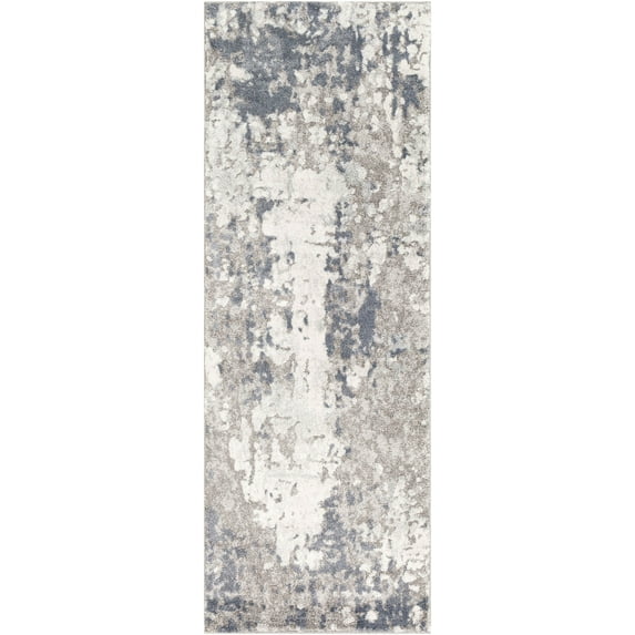 Mark&Day Area Rugs, 3x8 Chainey Modern Abstract Marble Shag Pale Blue Runner Area Rug, Blue Grey Ivory Marble Swirl Carpet for Hallway, Kitchen, Bedroom or Living Room (2'7" x 7'3" Runner)