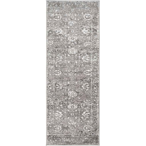 Mark&Day Area Rugs, 3x7 Kedrick Traditional Gray/Charcoal/White Runner Area Rug, Grey White Black Carpet for Hallway, Kitchen, Bedroom or Living Room (2'7" x 7'3" Runner)